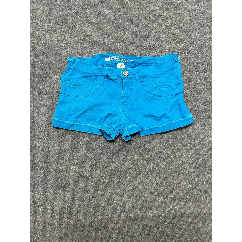 Mossimo Shorts Womens Size 11 Blue Low Rise Raw Hem Stretch Casual Summer Denim